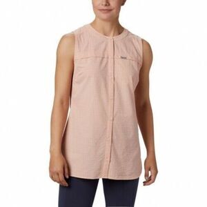 New Womens M Columbia Silver Ridge Sleeveless Novelty Tunic Top Peach Orange Pla